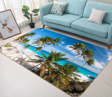 3D Beach Coconut Tree 66052 Non Slip Rug Mat