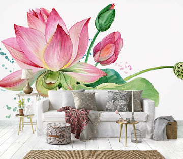 3D Lotus Pattern 1130 Wall Murals Wallpaper AJ Wallpaper 2 