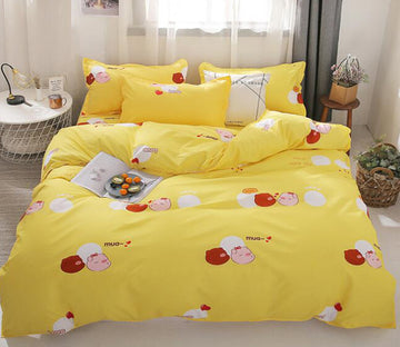 3D Yellow Background Pig Head 12089 Bed Pillowcases Quilt