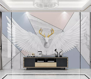 3D Deer Head Wings WC2757 Wall Murals