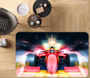 3D Red Racing Car 67196 Vehicle Non Slip Rug Mat