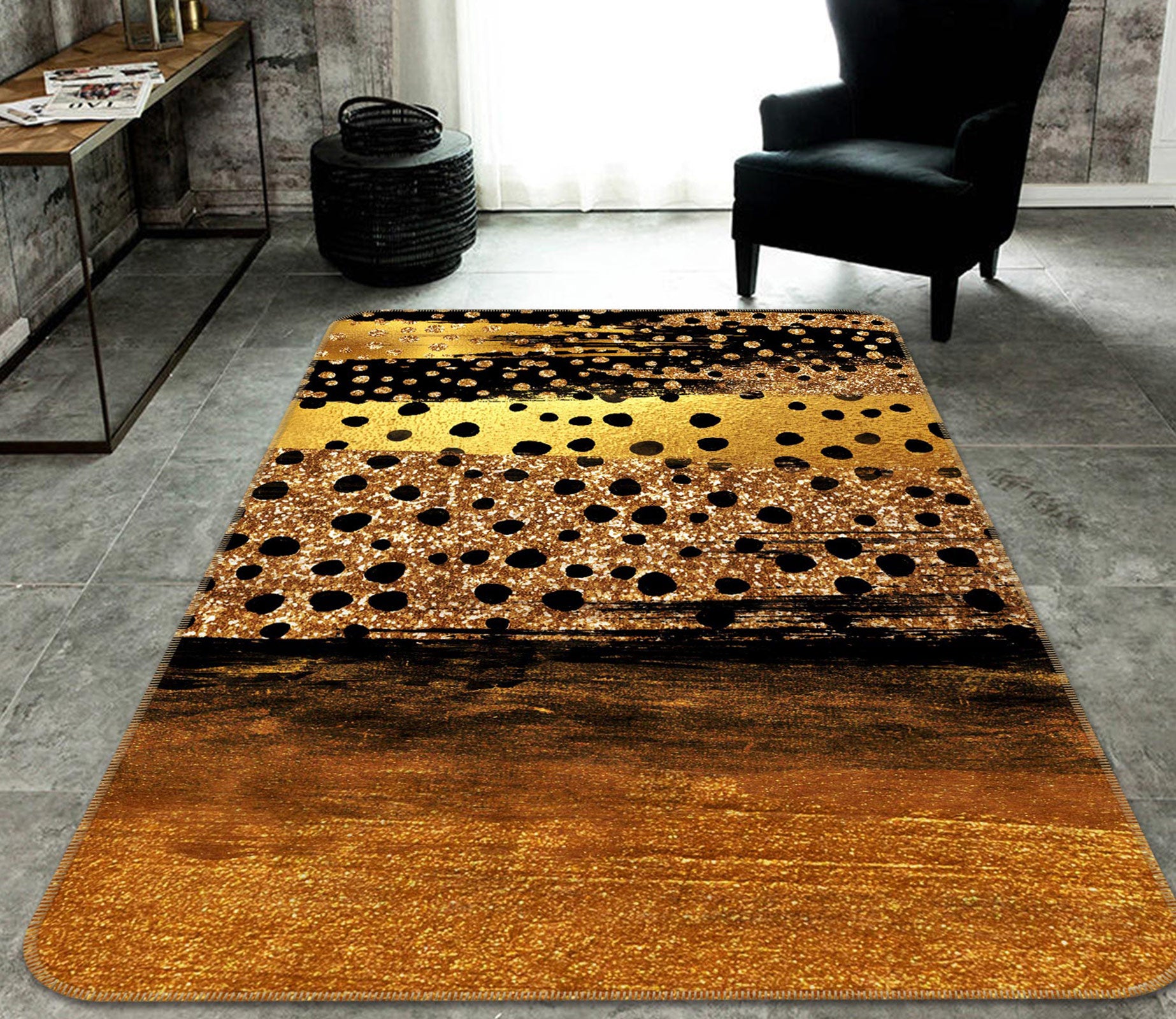 3D Golden Circle 151 Uta Naumann Rug Non Slip Rug Mat