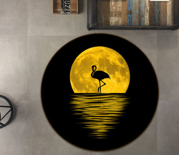 3D Moon Crane 38033 Animal Round Non Slip Rug Mat