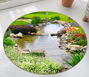 3D Creek Stone 72041 Round Non Slip Rug Mat
