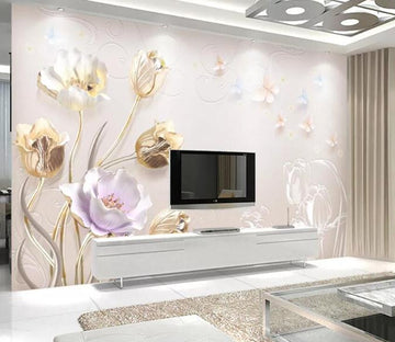 3D Colored Flowers 055 Wall Murals Wallpaper AJ Wallpaper 2 