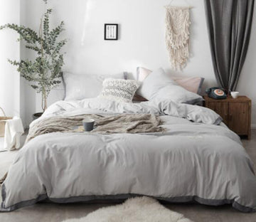 3D Light Gray 17035 Bed Pillowcases Quilt