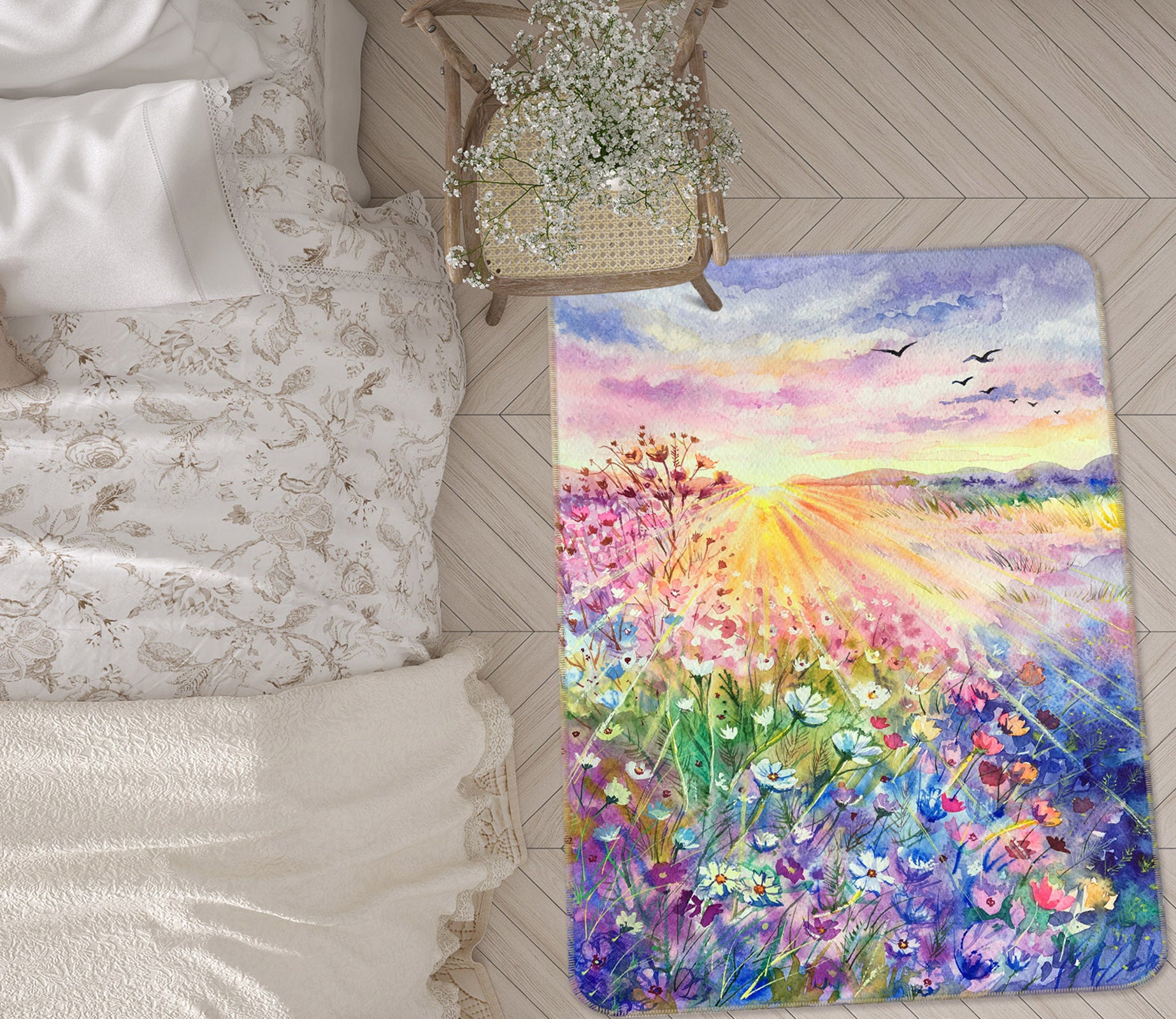 3D Flower Bush Sunlight 26099 Non Slip Rug Mat