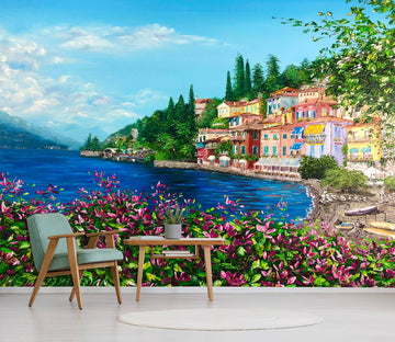 3D Sea Color House 136 Skromova Marina Wall Mural Wall Murals