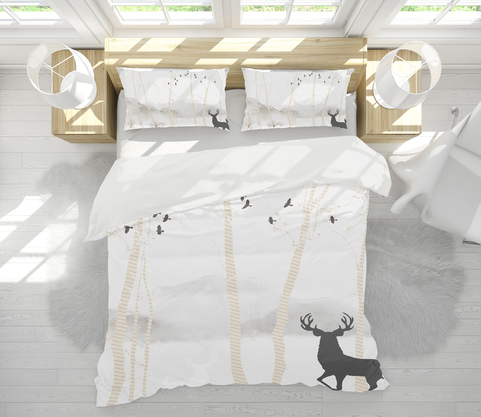 3D Deer Tree 12075 Bed Pillowcases Quilt