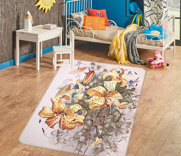 3D Golden Flowers 33061 Non Slip Rug Mat