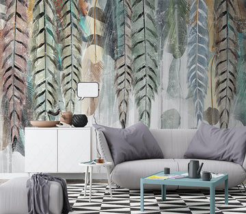 3D Colored Feathers WG038 Wall Murals
