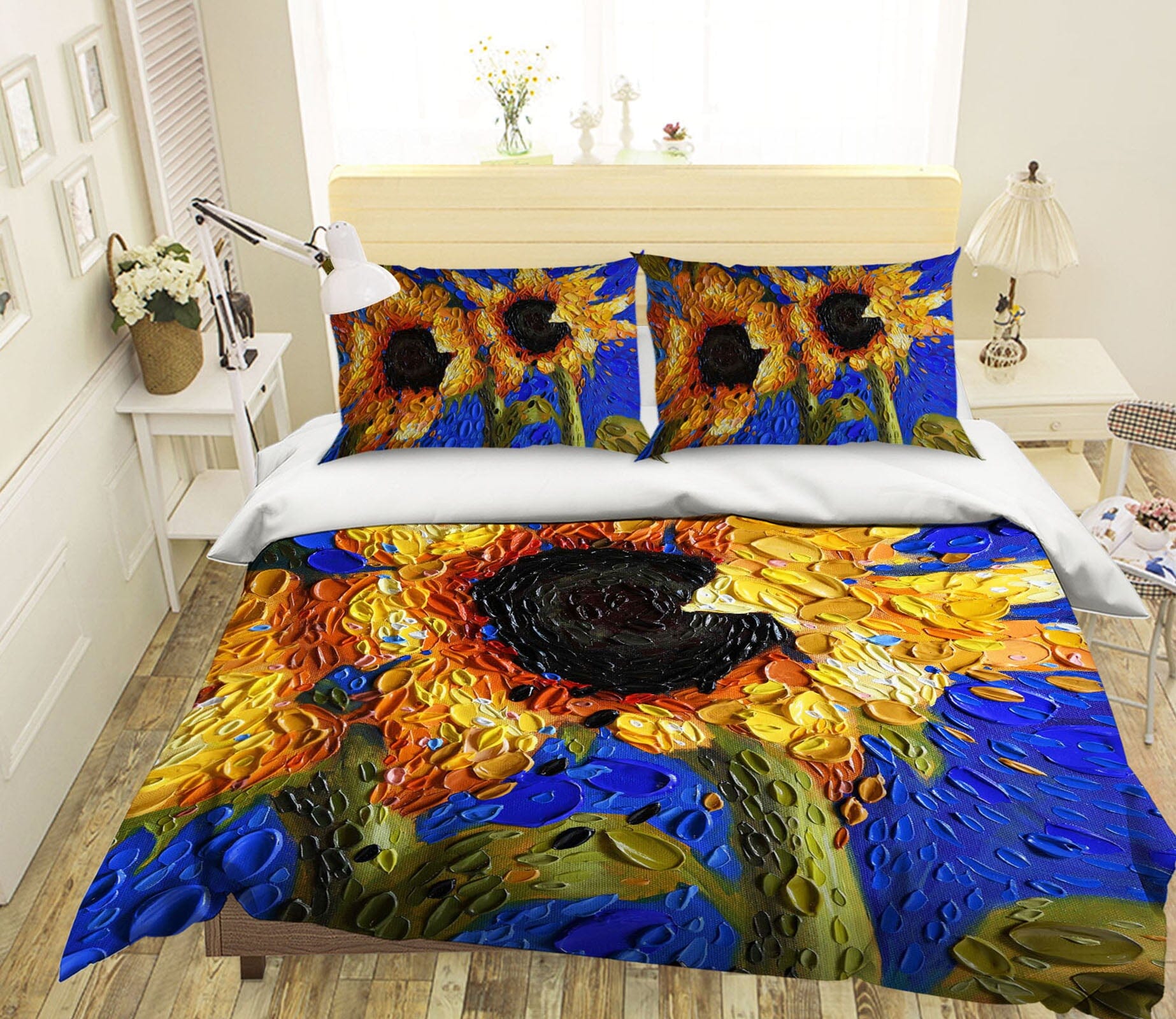 3D Sunflowers 2102 Dena Tollefson bedding Bed Pillowcases Quilt Quiet Covers AJ Creativity Home 