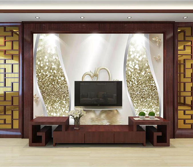 3D Golden Leaves 1635 Wall Murals Wallpaper AJ Wallpaper 2 