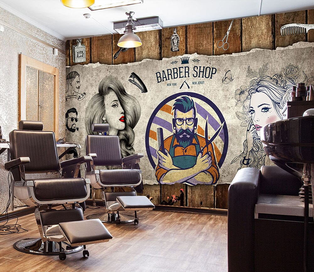 3D Man Cut Hair 1485 Barber Shop Wall Murals Wallpaper AJ Wallpaper 2 
