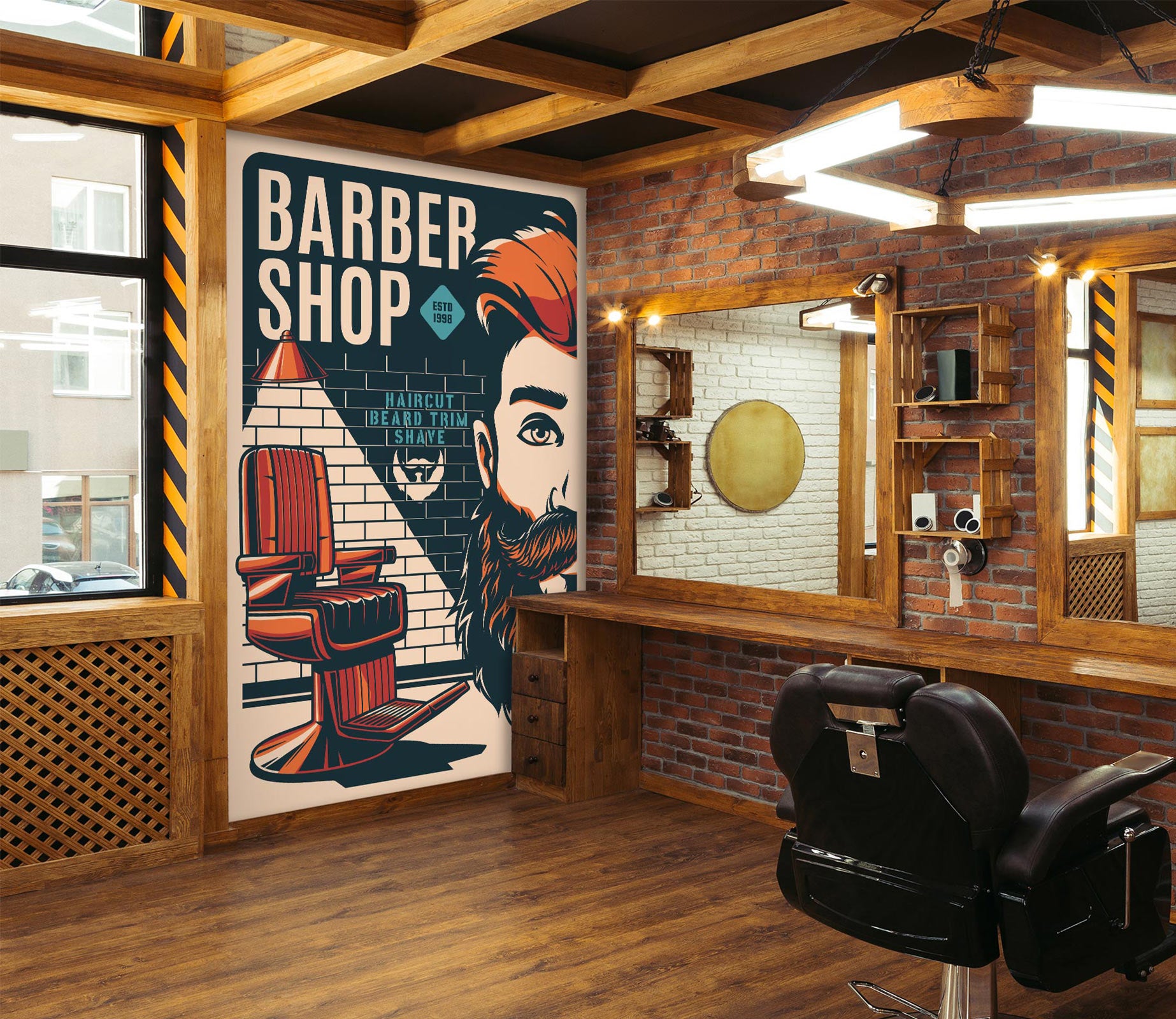 3D Chair Barber 115226 Barber Shop Wall Murals