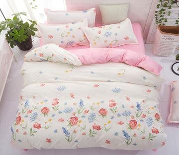 3D Red And Blue Flowers 5095 Bed Pillowcases Quilt