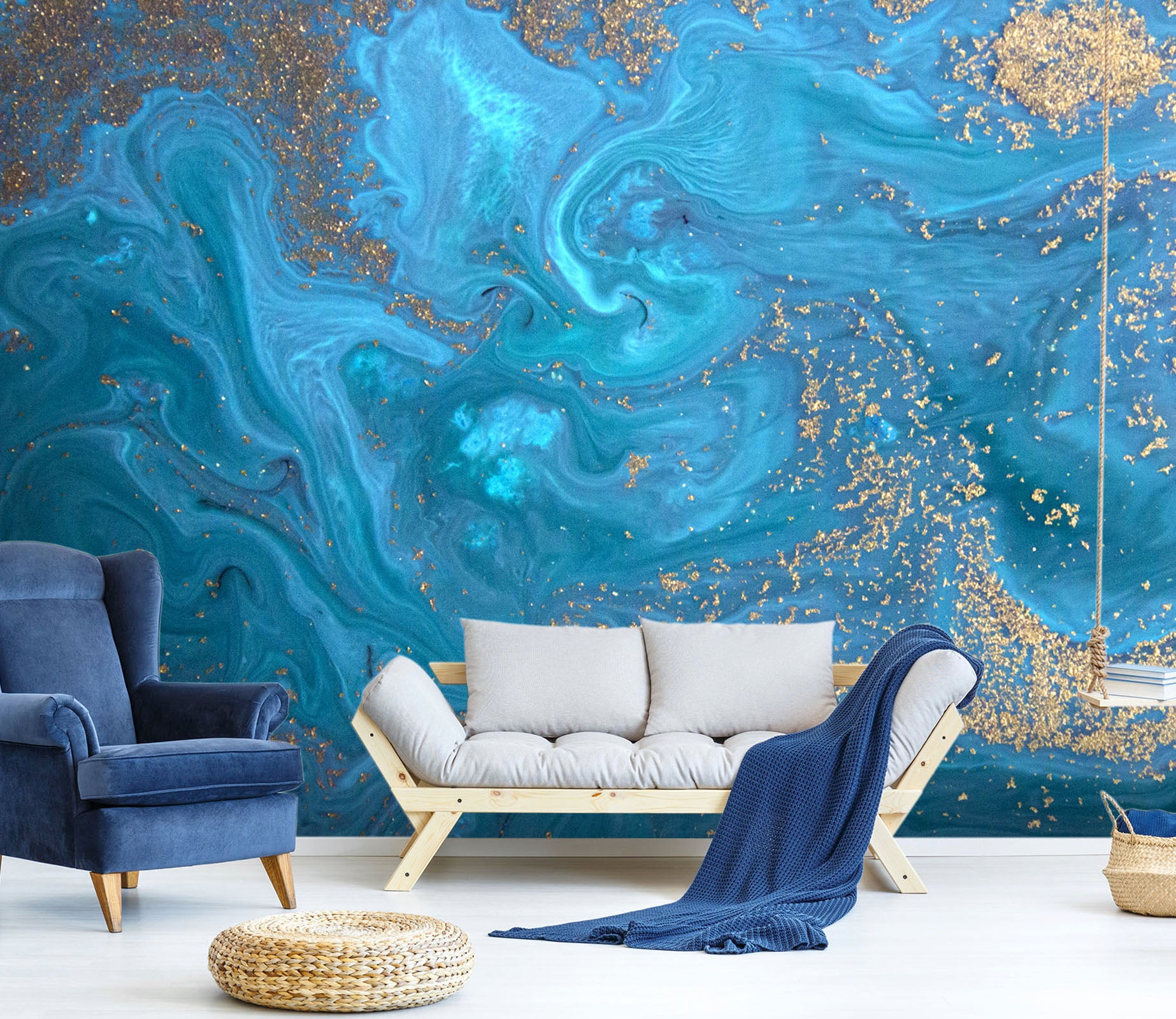 3D Blue Marbling Texture 035 Wall Murals