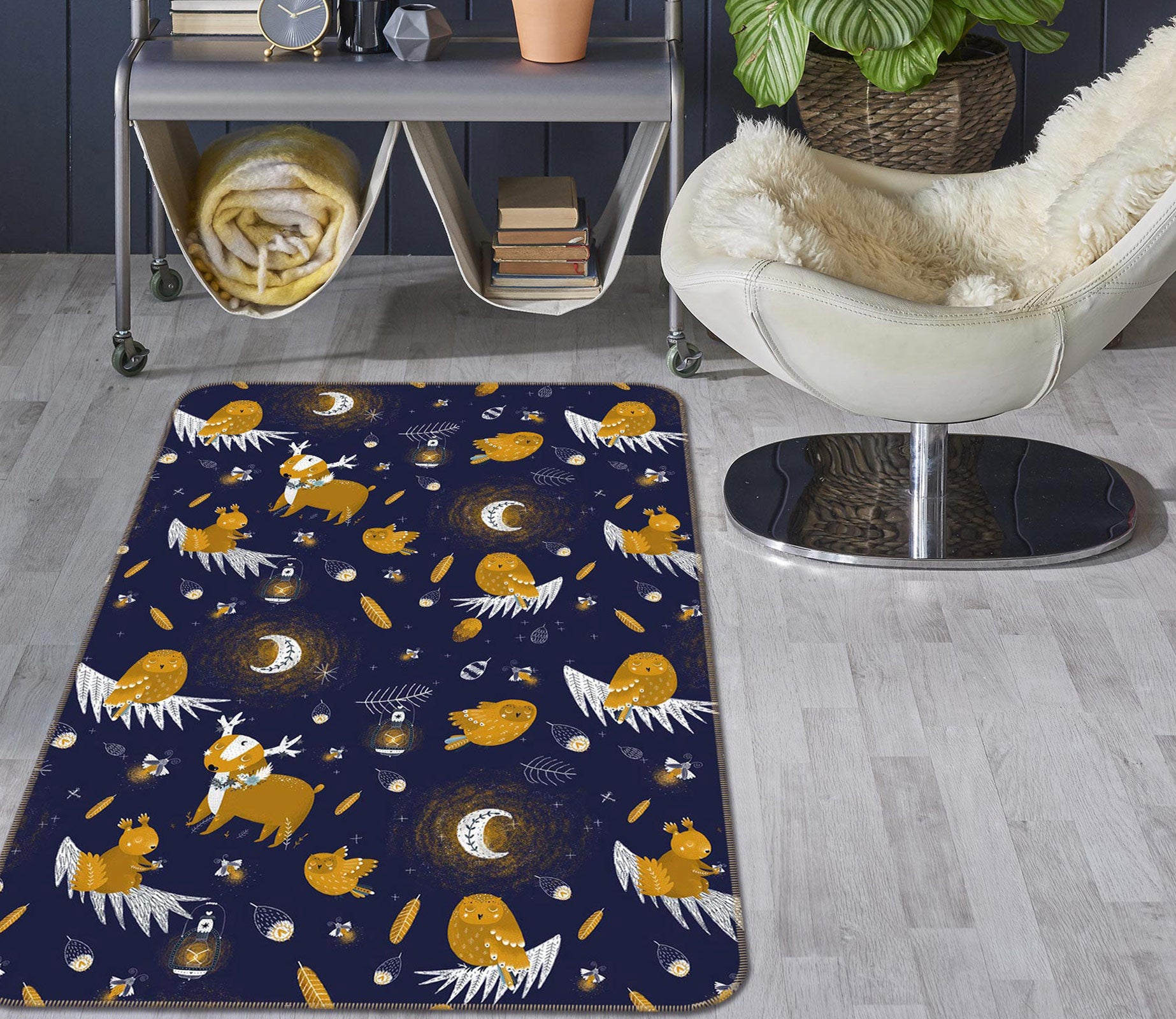 3D Reindeer Owl 130 Uta Naumann Rug Non Slip Rug Mat