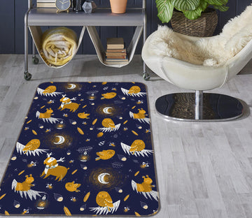 3D Reindeer Owl 130 Uta Naumann Rug Non Slip Rug Mat