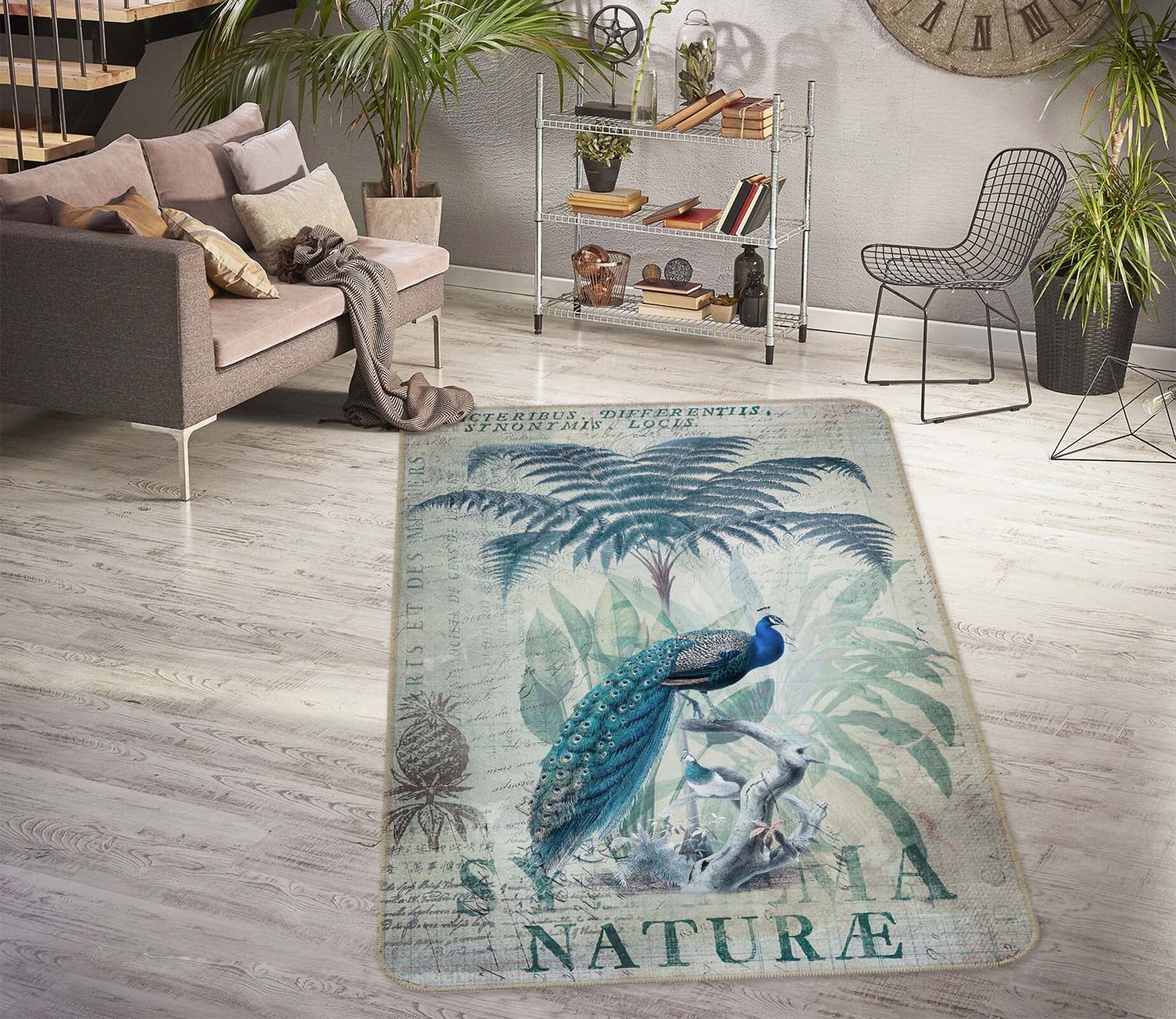 3D Wood Peacock 1027 Andrea haase Rug Non Slip Rug Mat Mat AJ Creativity Home 
