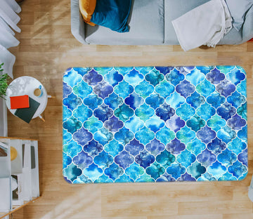 3D Blue Pattern 30020 Non Slip Rug Mat