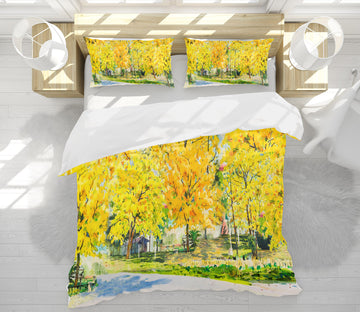 3D Yellow Forest 60136 Bed Pillowcases Quilt