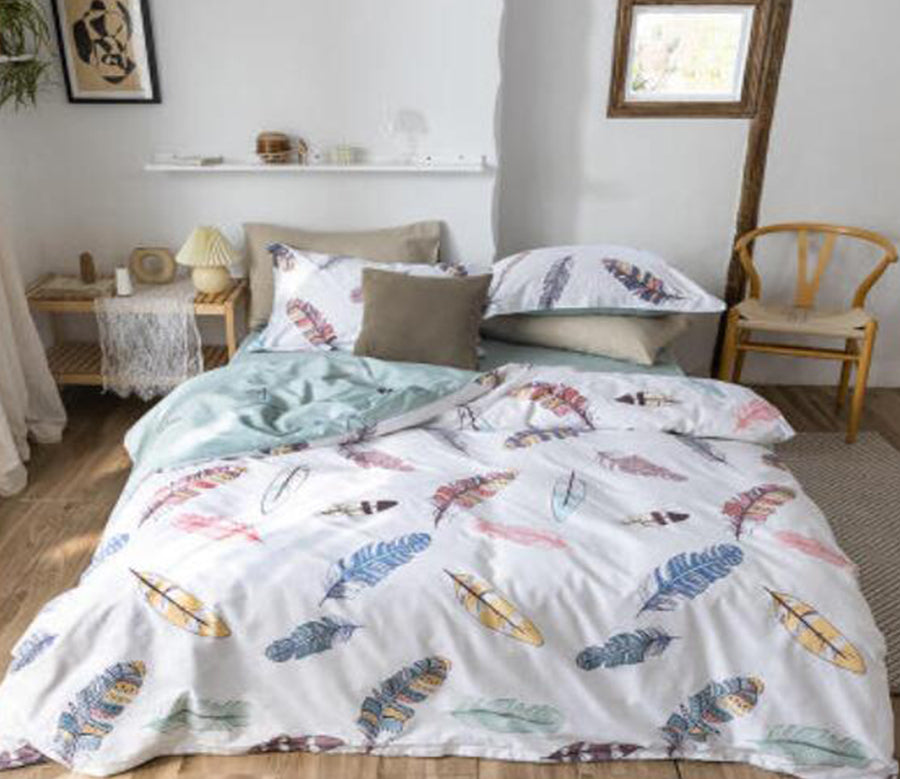3D Colored Feathers 13176 Bed Pillowcases Quilt