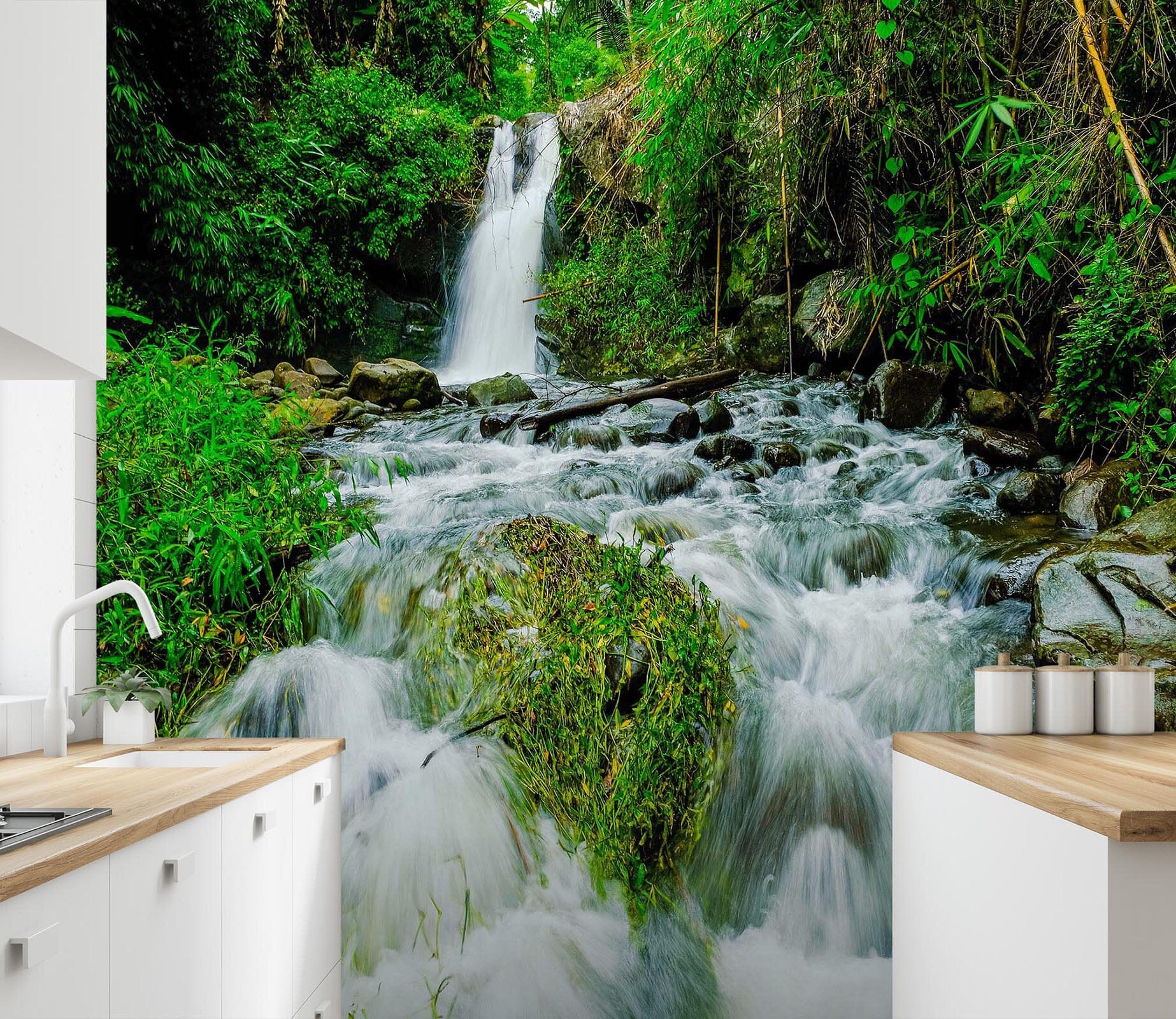 3D White Waterfall Forest 84 Wall Murals Wallpaper AJ Wallpaper 2 