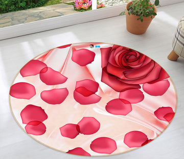 3D Rose Petals 80256 Round Non Slip Rug Mat