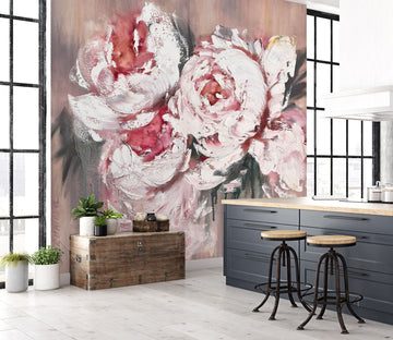 3D Pink Painted Flowers 3105 Skromova Marina Wall Mural Wall Murals