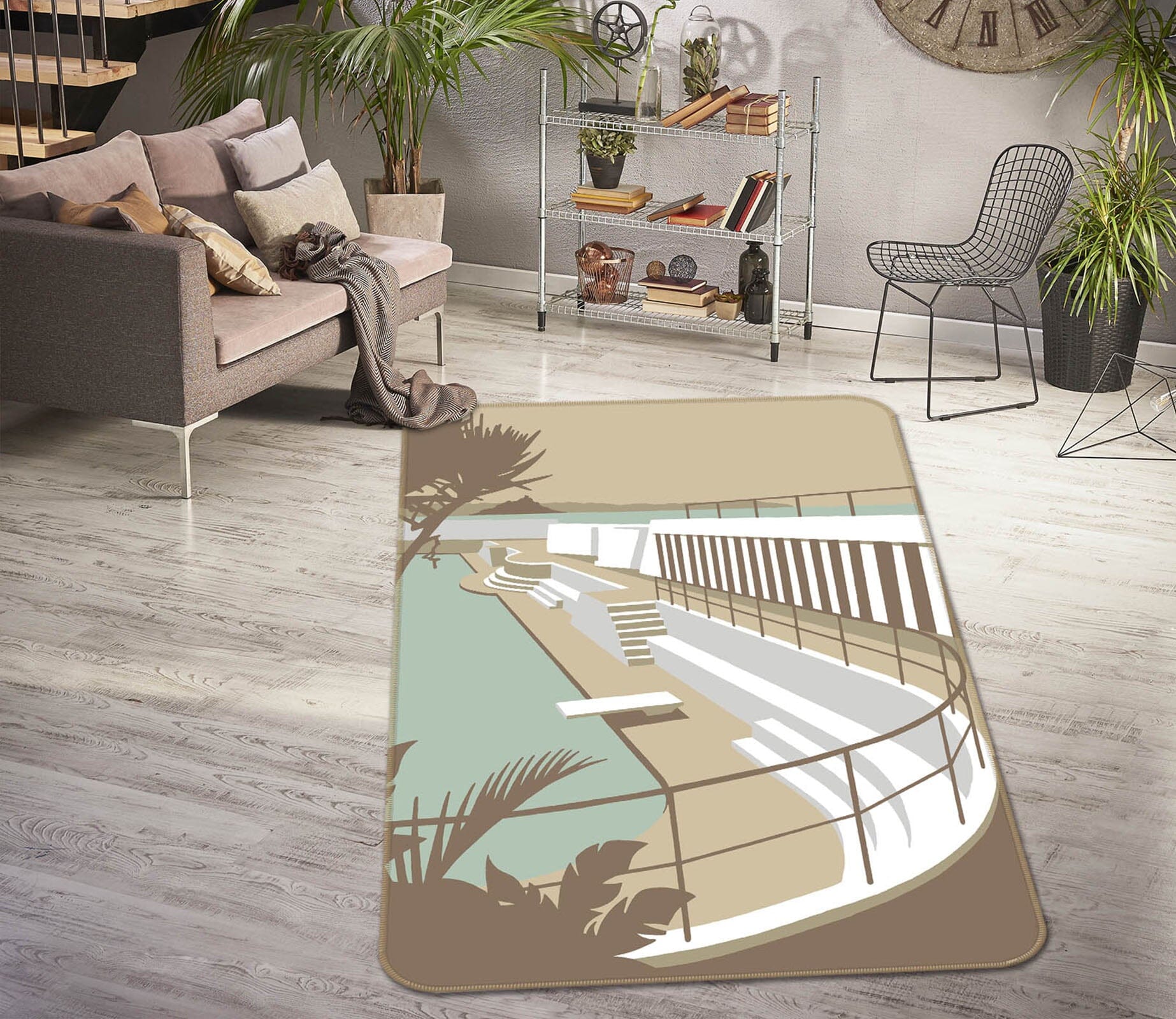 3D Penzance Pool 1130 Steve Read Rug Non Slip Rug Mat Mat AJ Creativity Home 