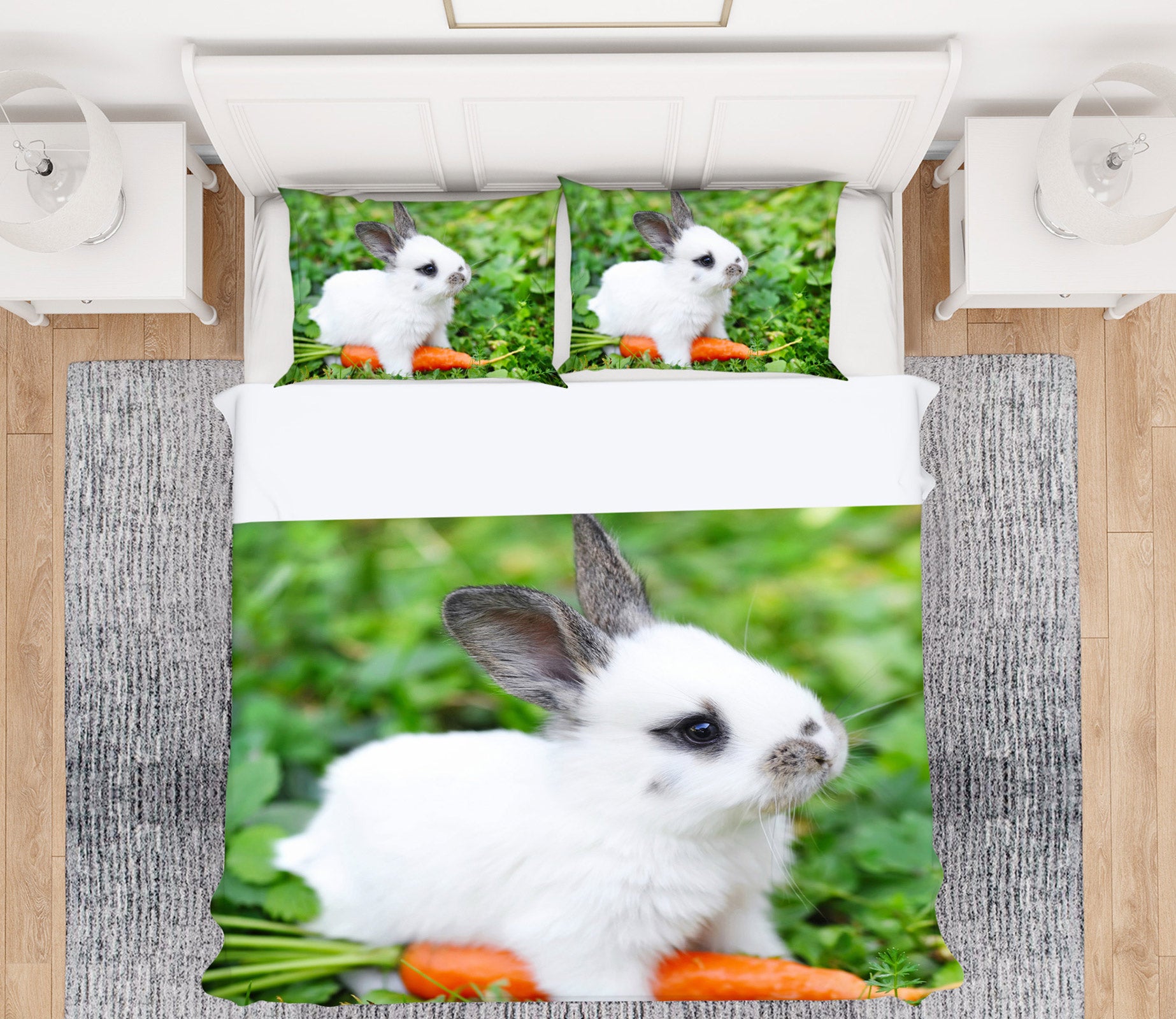 3D Bunny Carrot 12200 Bed Pillowcases Quilt