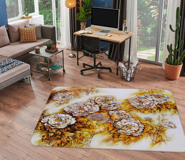 3D Flower Pattern 32094 Non Slip Rug Mat