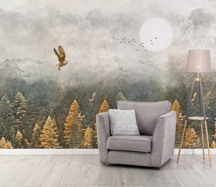 3D Forest Eagle WC2274 Wall Murals