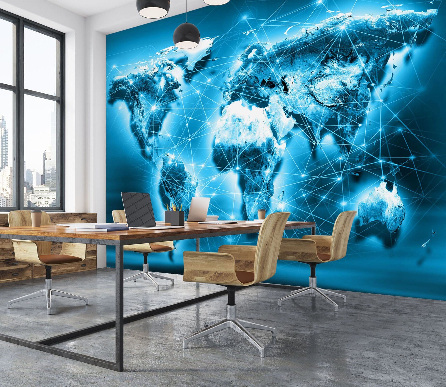 3D Blue Planet 2114 World Map Wall Murals Wallpaper AJ Wallpaper 2 