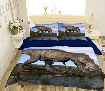 3D Dinosaur River 024 Bed Pillowcases Quilt