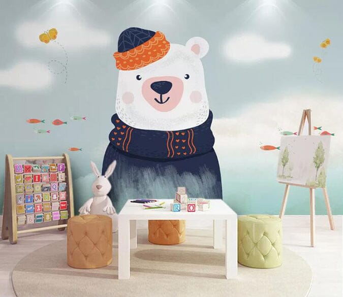 3D Hat Bear 1747 Wall Murals Wallpaper AJ Wallpaper 2 