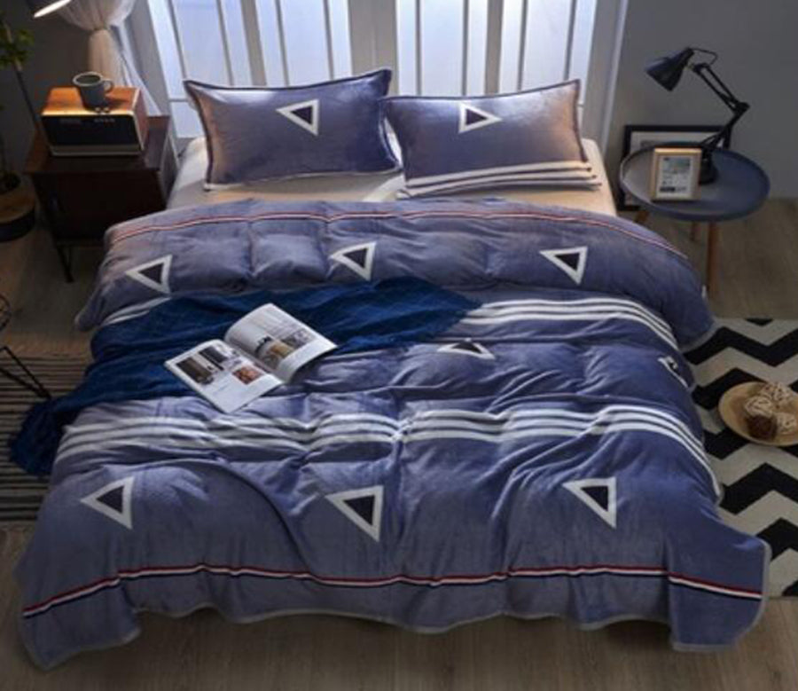 3D Navy Blue Triangle 20185 Bed Pillowcases Quilt