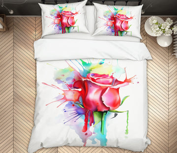 3D Red Rose 58233 Bed Pillowcases Quilt