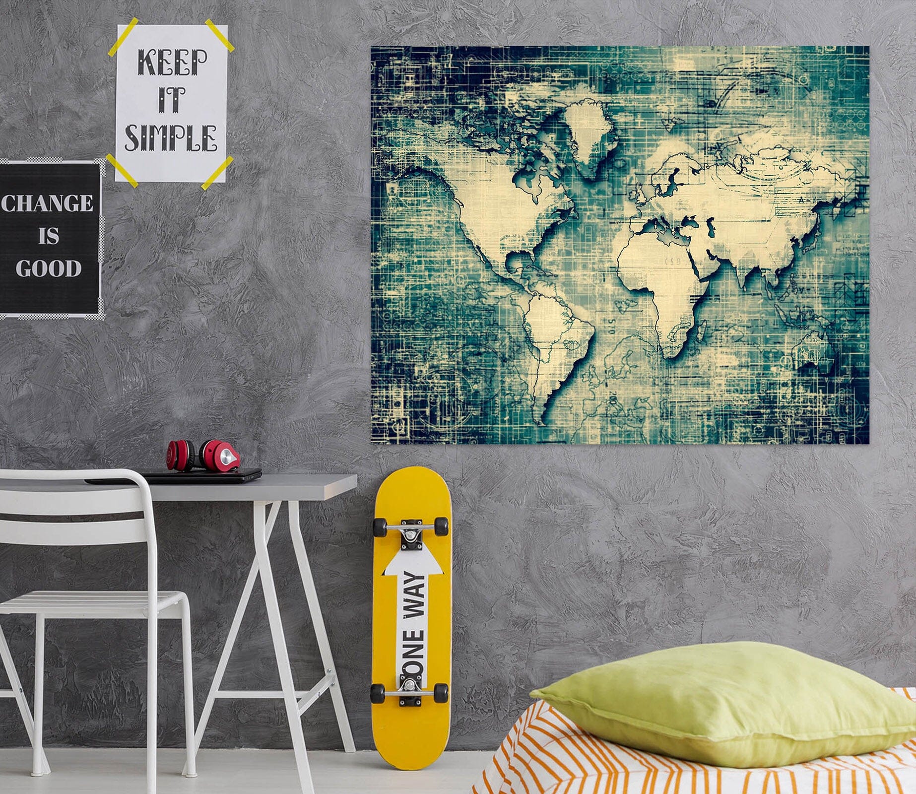 3D Sketch Ocean 267 World Map Wall Sticker Wallpaper AJ Wallpaper 2 