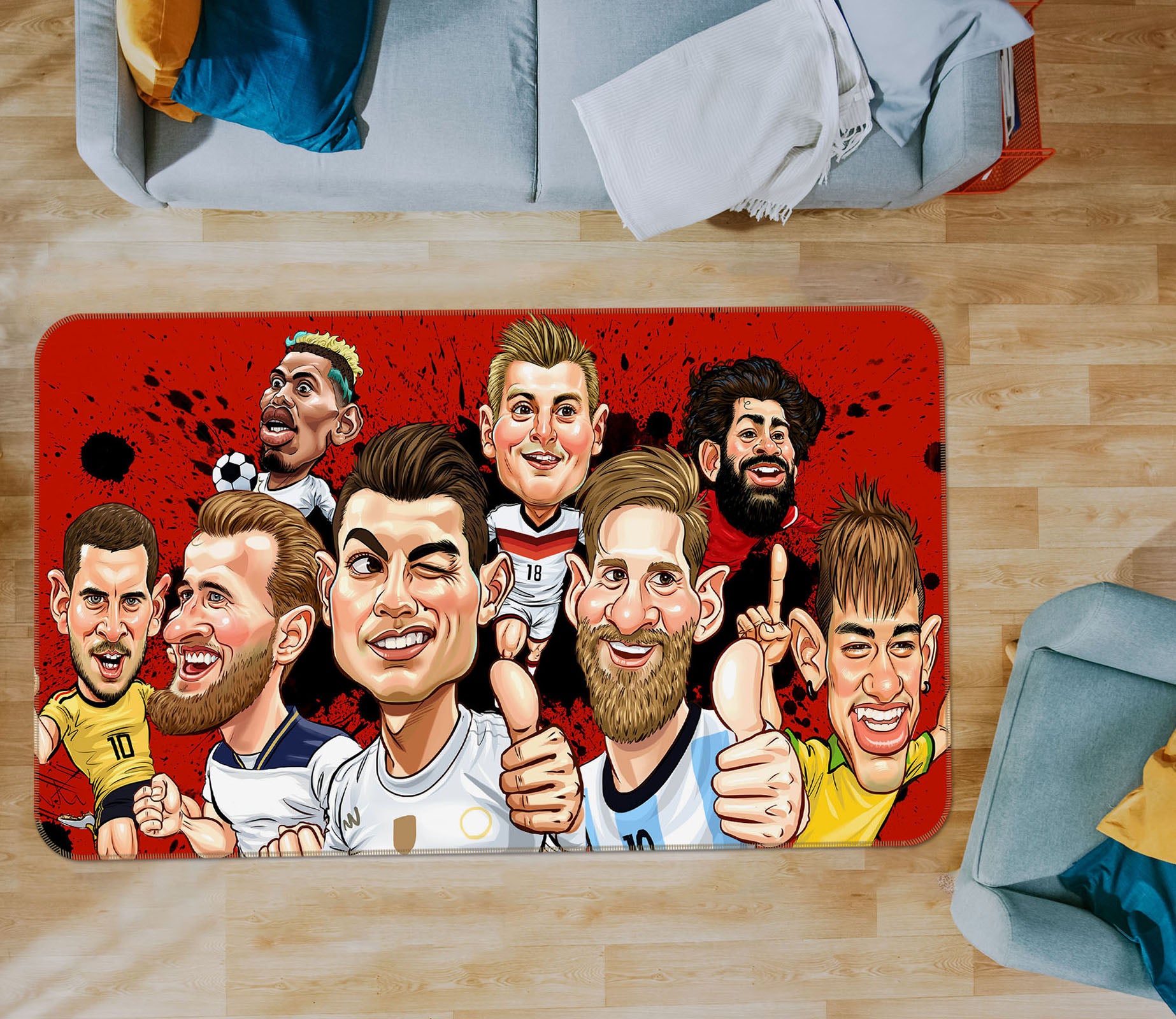 3D Football Star 34165 Non Slip Rug Mat