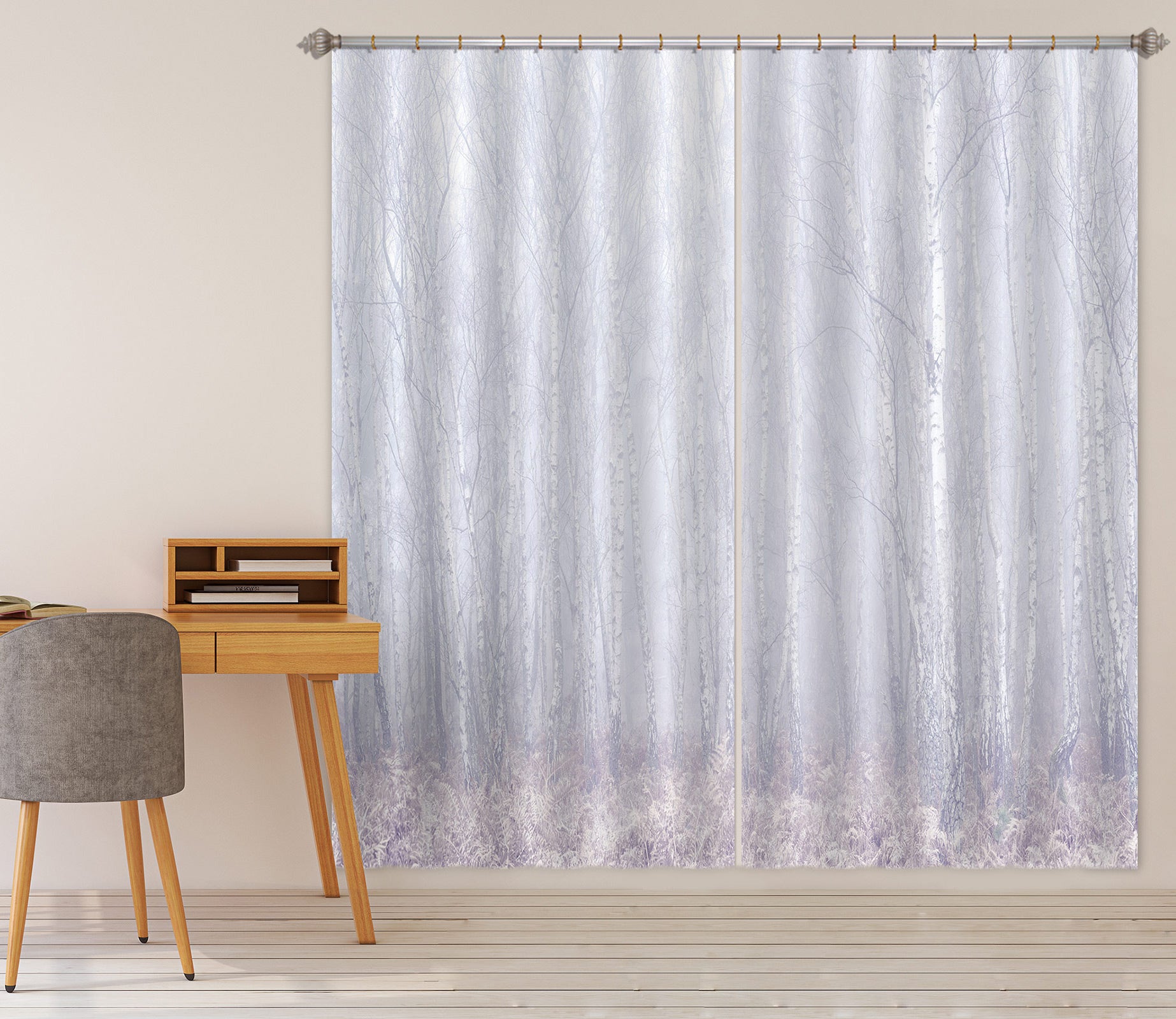 3D Foggy Forest 6581 Assaf Frank Curtain Curtains Drapes