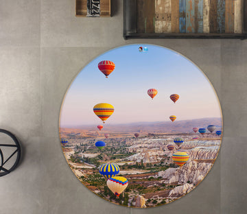 3D Hot Air Balloon 69186 Round Non Slip Rug Mat