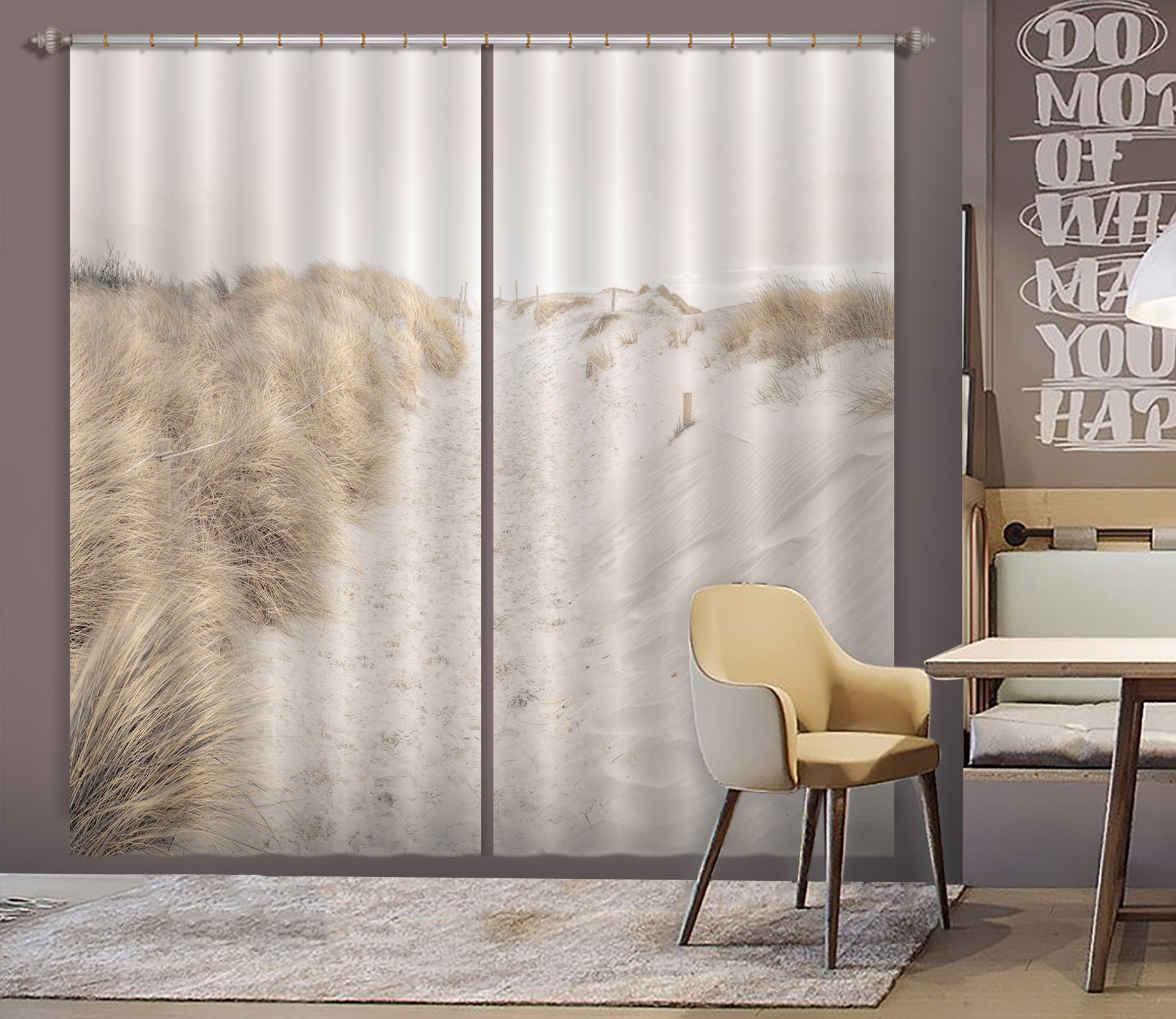 3D Sand Grass 092 Assaf Frank Curtain Curtains Drapes