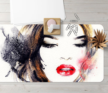 3D Girl With Red Lips 17105 Desk Mat