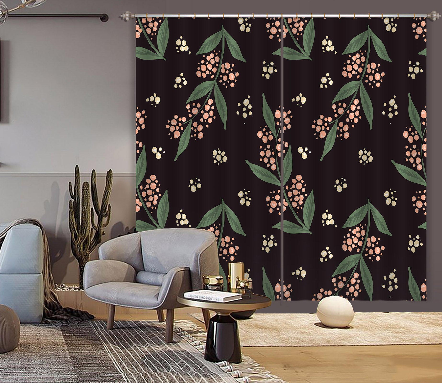 3D Branches Pattern 11130 Kashmira Jayaprakash Curtain Curtains Drapes