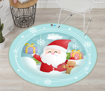 3D Santa Claus 74241 Round Non Slip Rug Mat