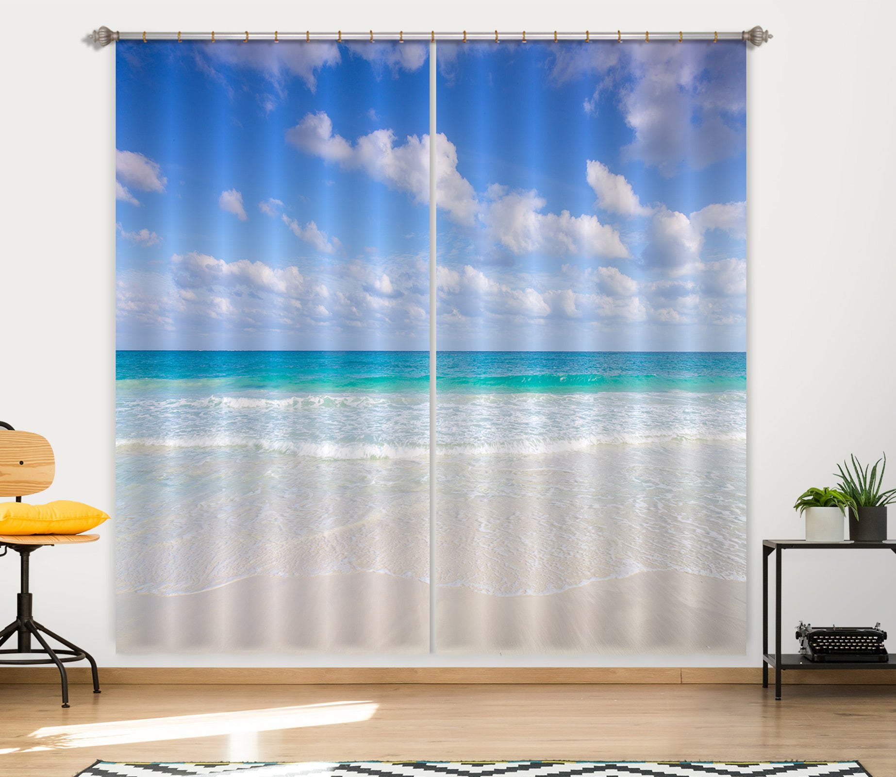 3D Beach Waves 6538 Assaf Frank Curtain Curtains Drapes