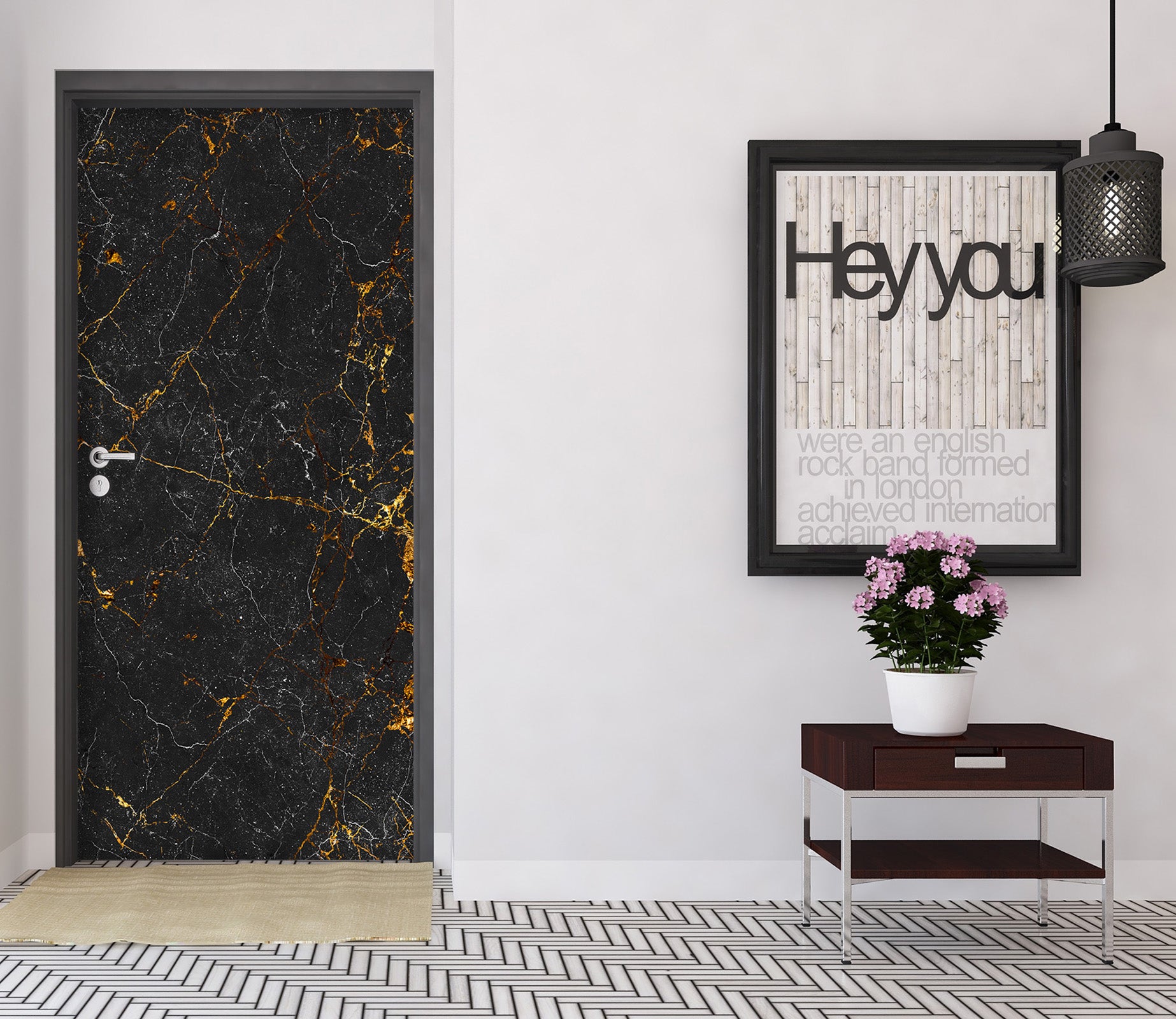 3D Black Texture 25186 Door Mural