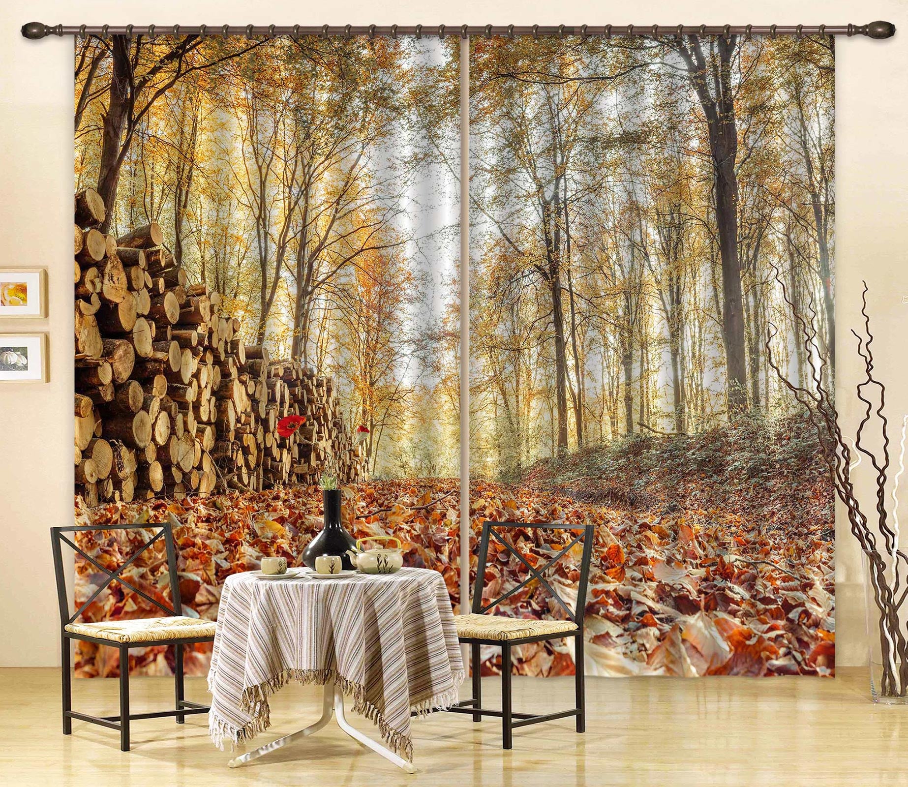 3D Forest Wood 6575 Assaf Frank Curtain Curtains Drapes